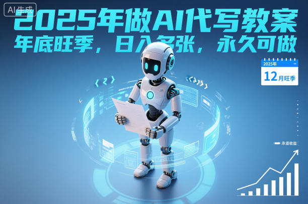 2025年做AI代写教案，年底旺季，日入多张，永久可做-网亿资源平台