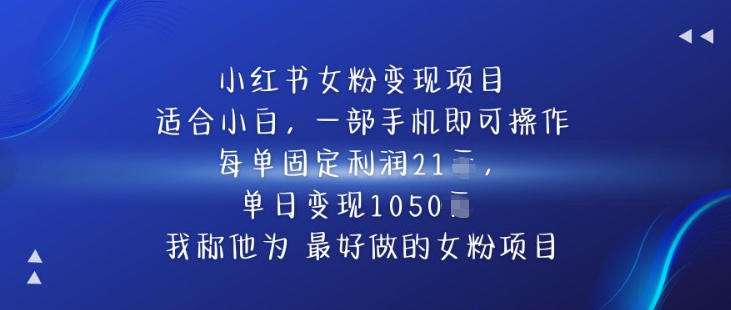 小红书女粉变现项目，单日变现1k+，最好做的女粉项目-网亿资源平台