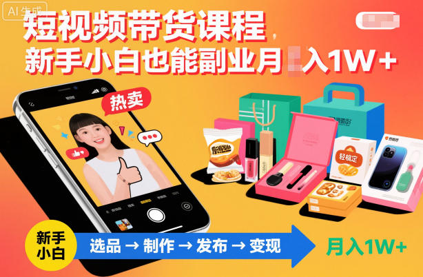 短视频带货课程,新手小白也能副业月入1W+,轻松搞定-邪修侠