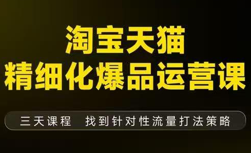 猫课子幽·淘宝天猫精细化爆品运营【音频+字幕+文档】(9月12-14杭州线下课)-网亿资源平台