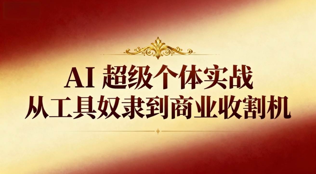 （16718期）AI超级个体实战：从工具奴隶到商业收割机-网亿资源平台