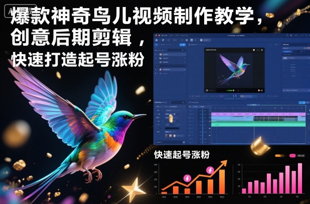 爆款神奇鸟儿视频制作教学,创意后期剪辑,快速打造起号涨粉-邪修侠 - 演示