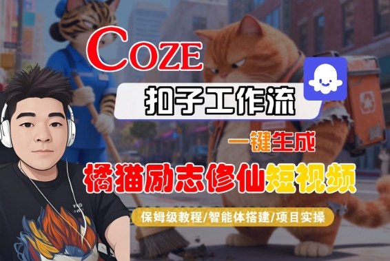 Coze扣子智能体工作流一键生成“橘猫励志修仙“短视频，全流程保姆级教学-网亿资源平台