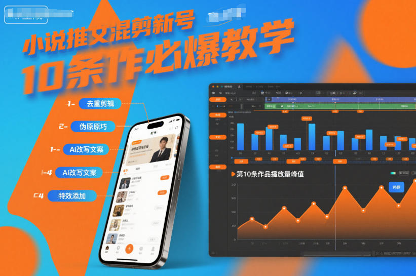 小说推文混剪新号10条必爆教学，伪原创10条作品必爆技巧-邪修侠 - 演示