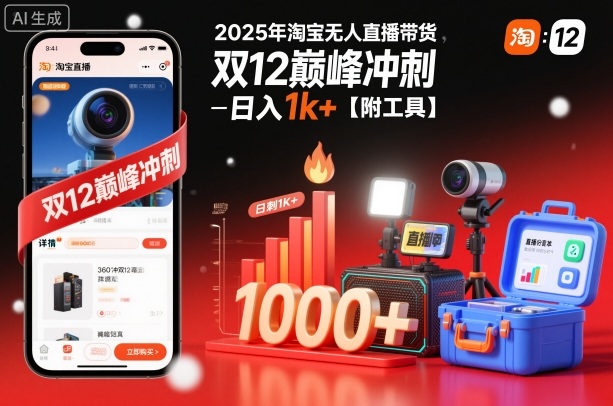 2025年淘宝无人直播带货，冲刺双12，日入1k+【附工具】【揭秘】-邪修侠 - 演示