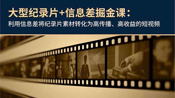 （16741期）大型纪录片+信息差掘金课：利用信息差将纪录片素材转化为高传播、高收益的短视频-网亿资源平台