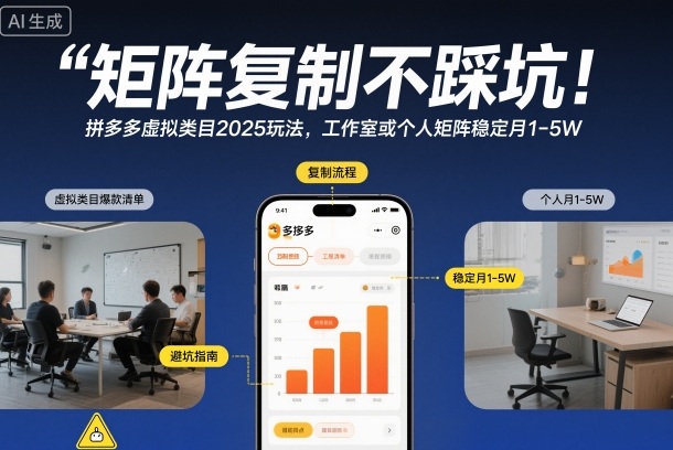 矩阵复制不踩坑！拼多多虚拟类目2025玩法，工作室或者个人矩阵稳定月1-5W【揭秘】-邪修侠 - 演示