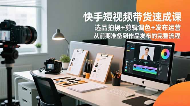 快手短视频带货速成课，选品拍摄+剪辑调色+发布运营，从前期准备到作品发布的完整流程-网亿资源平台