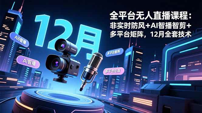 （16754期）全平台无人直播课程：非实时防风＋AI智播智剪＋多平台矩阵，12月全套技术-网亿资源平台