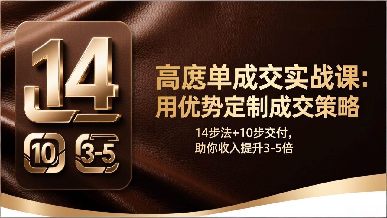 （17572期）高客单成交实战课：用优势定制成交策略，14步法+10步交付，助你收入提升3-5倍-网亿资源平台