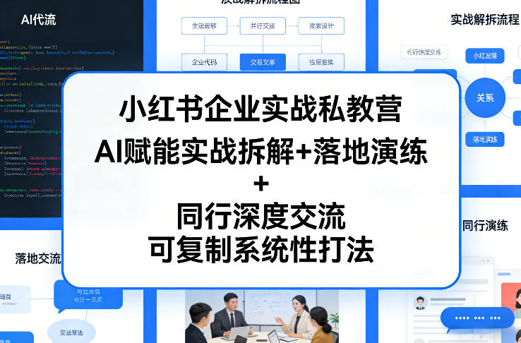 小红书企业实战私教营,AI赋能实战拆解+落地演练+同行深度交流,可复制系统性打法-皓哥创业笔记