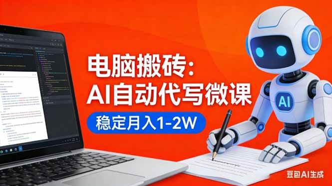 （17582期）电脑搬砖：AI自动代写微课，稳定月入1-2W，提供接单渠道，0门槛小白可做！-小白项目网