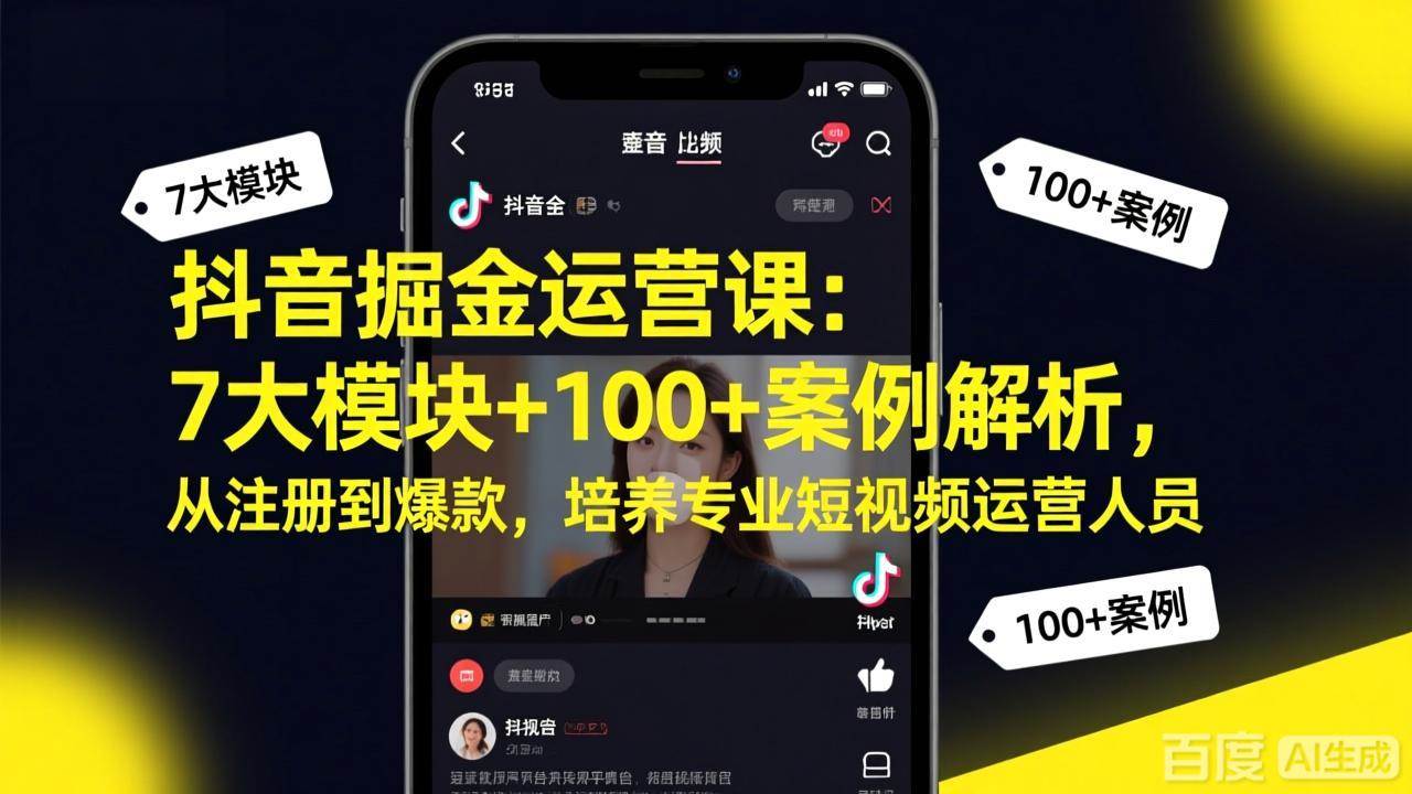 （17573期）抖音掘金运营课：7大模块+100+案例解析，从注册到爆款，培养专业短视频运营人员-网亿资源平台