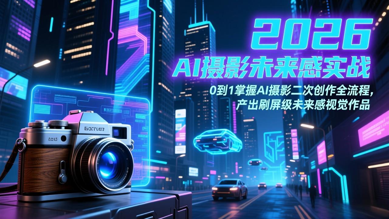 2026 AI摄影未来感实战：0到1掌握AI摄影二次创作全流程，产出刷屏级未来感视觉作品-怪兽网创俱乐部