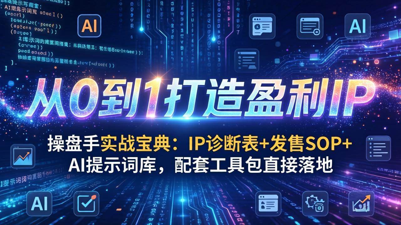 （17593期）操盘手实战宝典：IP诊断表+发售SOP+AI提示词库，配套工具包直接落地，从0到1打造盈利IP-皓哥创业笔记