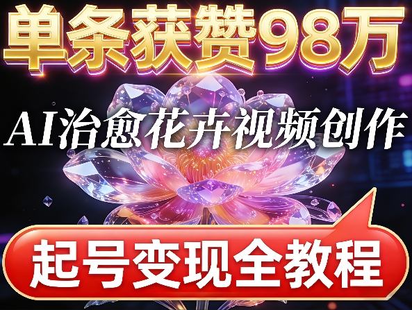 单条获赞98W，AI治愈花卉视频创作，起号变现全教程-小白项目网