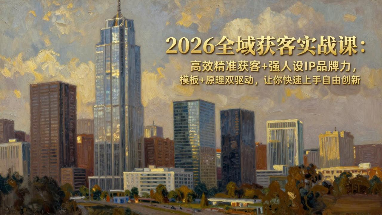 2026全域获客实战课：高效精准获客+强人设IP品牌力，模板+原理双驱动，让你快速上手自由创新-怪兽网创俱乐部