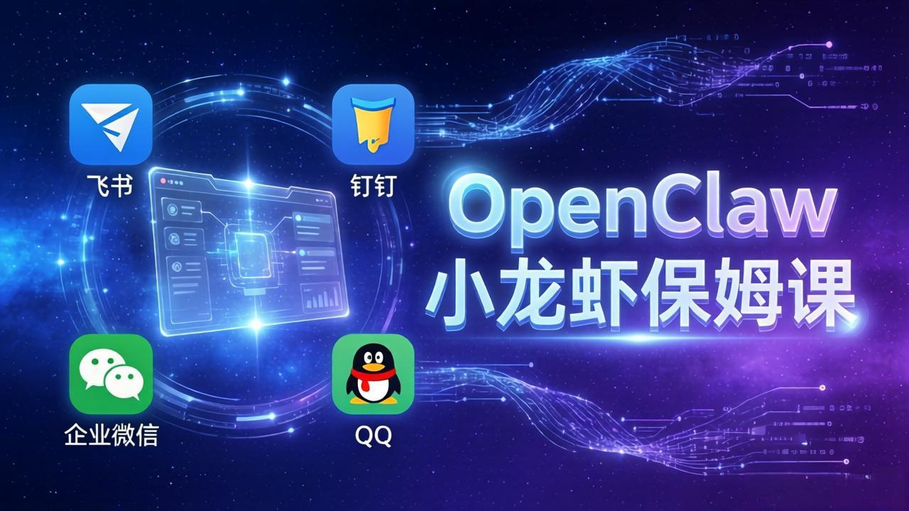 OpenClaw小龙虾保姆课： Windows/macOS/Linux/Docker全系统安装，飞书+钉钉+企业微信+QQ 全接入-怪兽网创俱乐部