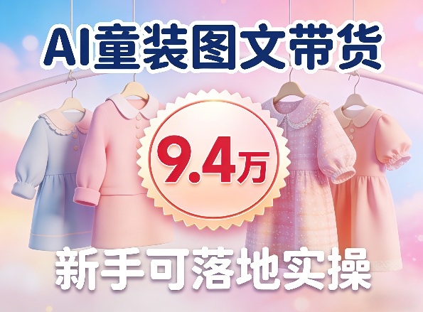 AI童装图文带货拆解，累计出单9.4W，新手可落地实操-小白项目网