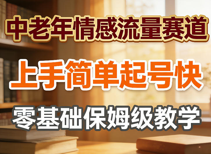 中老年情感流量赛道，上手简单起号快，零基础保姆级教学-小白项目网