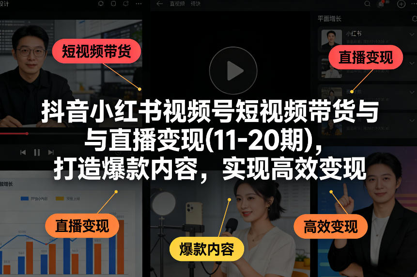 抖音小红书视频号短视频带货与直播变现(10-20期),打造爆款内容,实现高效变现(更新)-邪修侠 - 演示
