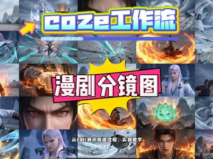 通过Coze工作流，制作《动漫分镜图》，两分钟制作完成25宫格分镜图，从0到1演示搭建过程，实操教学-怪兽网创俱乐部