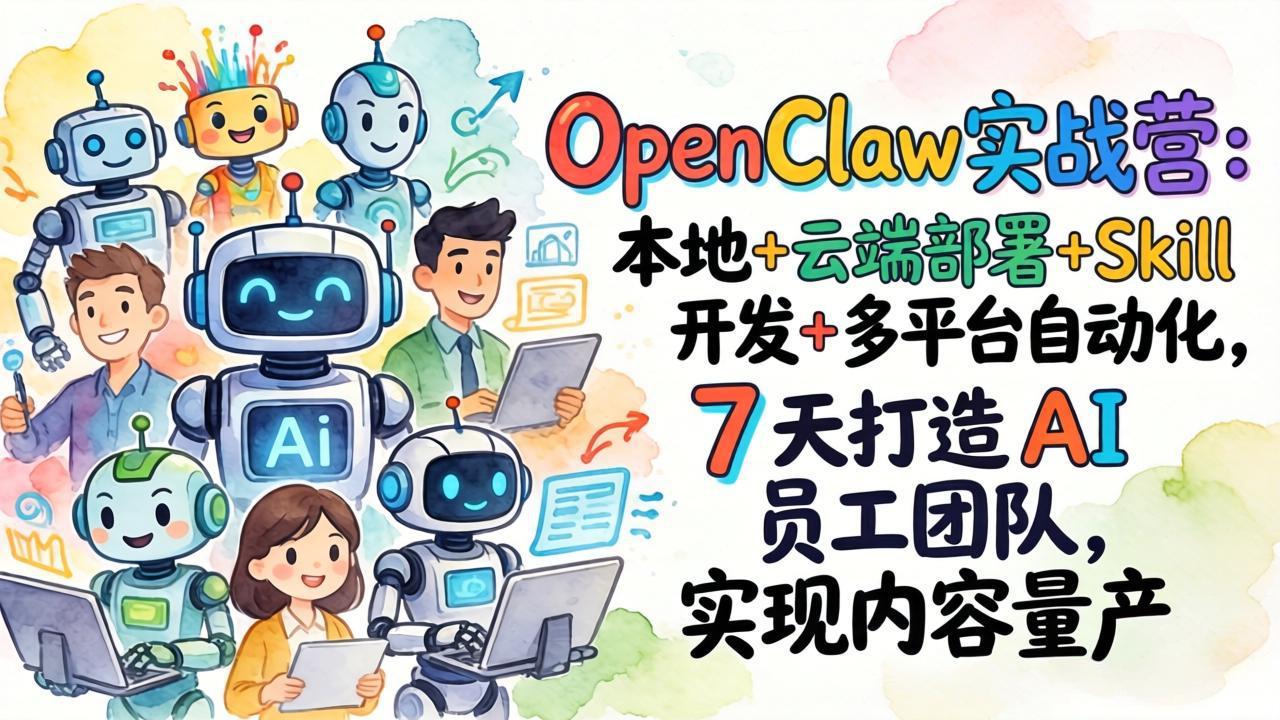 OpenClaw实战营：本地+云端部署+Skill开发+多平台自动化，7 天打造 AI 员工团队，实现内容量产-怪兽网创俱乐部