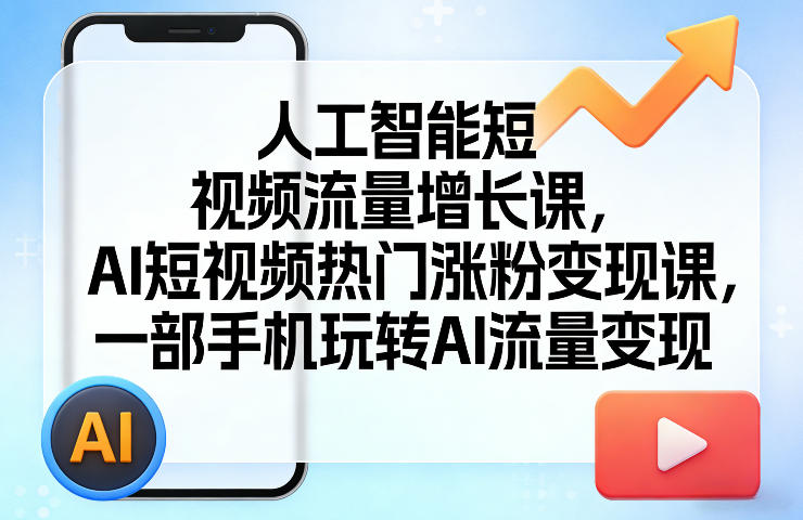人工智能短视频流量增长课，AI短视频热门涨粉变现课，一部手机玩转AI流量变现-怪兽网创俱乐部