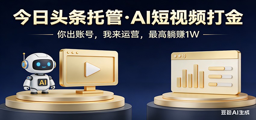 头条号AI托管，我提供作品，你提供账号，每天5分钟发布，小白躺赚3000+-怪兽网创俱乐部