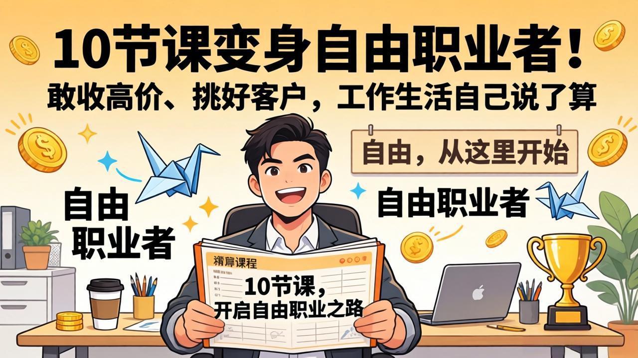 10 节课变身自由职业者！敢收高价、挑好客户，工作生活自己说了算-小白项目网