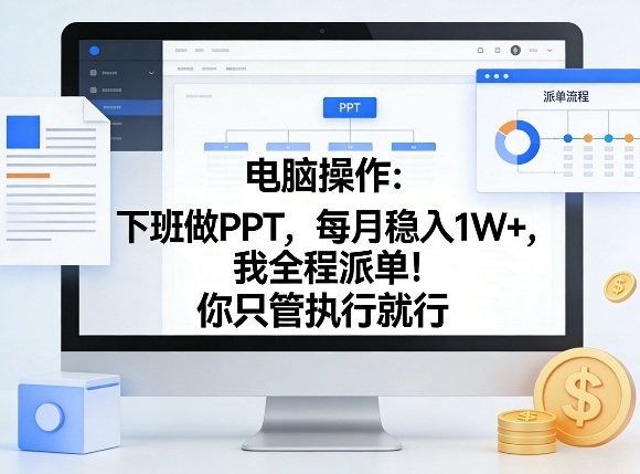 电脑操作：下班做PPT，每月稳入1W+，我全程派单！你只管执行就行【揭秘】-皓哥创业笔记