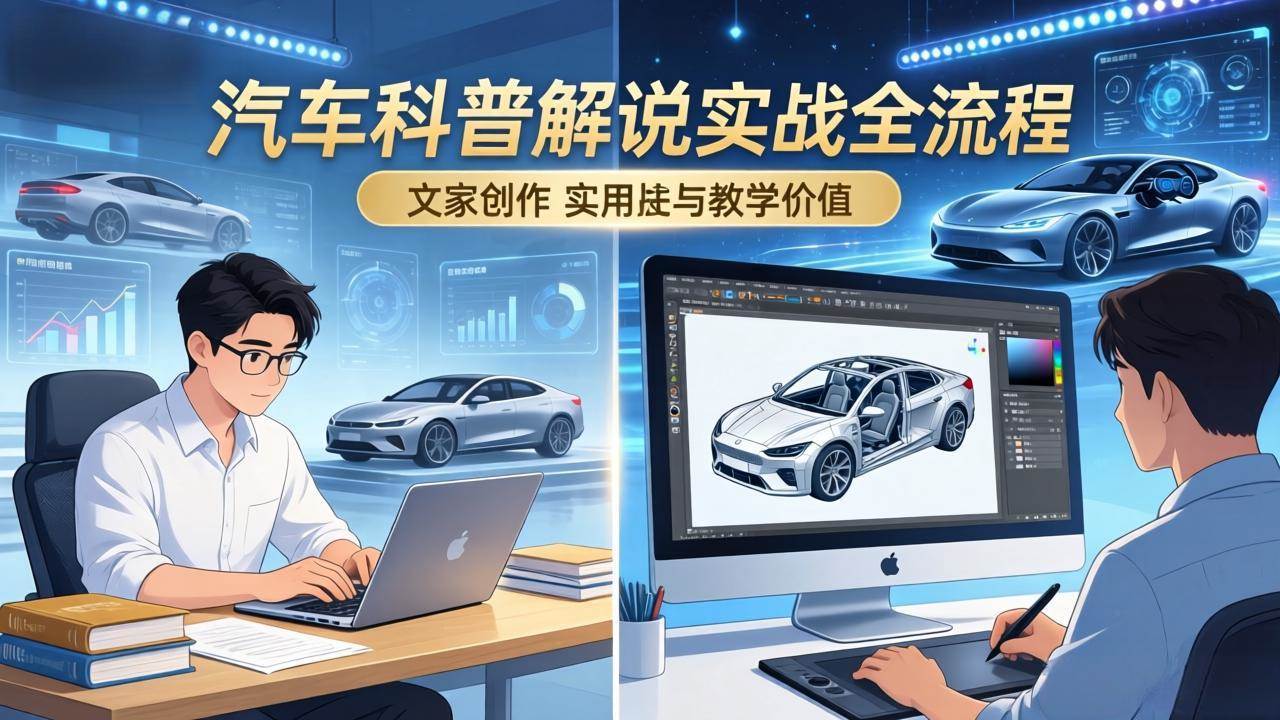 （17665期）抖音汽车科普解说实战：文案+动画+画面处理+去水印全流程，打造专业汽车科普视频-皓哥创业笔记