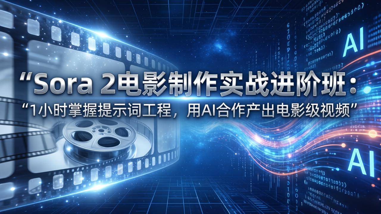 Sora 2电影制作实战进阶班：1小时掌握提示词工程，用AI合作产出电影级视频-怪兽网创俱乐部