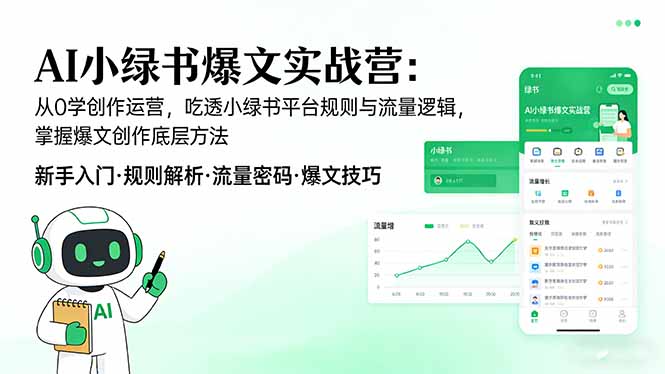 AI 小绿书爆文实战营：从0学创作运营，吃透小绿书平台规则与流量逻辑，掌握爆文创作底层方法-怪兽网创俱乐部