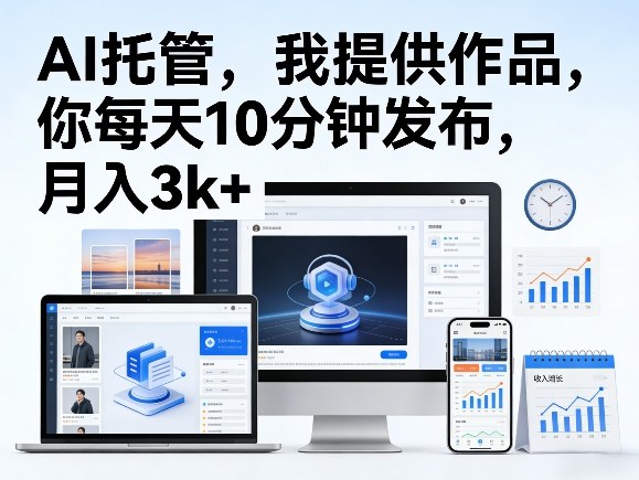公众号AI托管，我提供作品，你每天10分钟发布，月入3k+【揭秘】-副业资源网