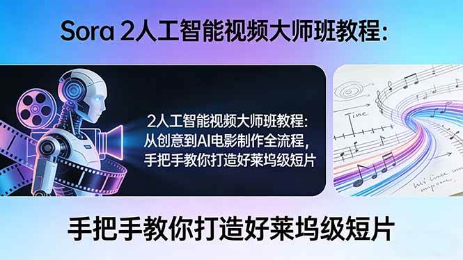 （17688期）Sora 2人工智能视频大师班教程：从创意到AI电影制作全流程，手把手教你打造好莱坞级短片-副业资源网