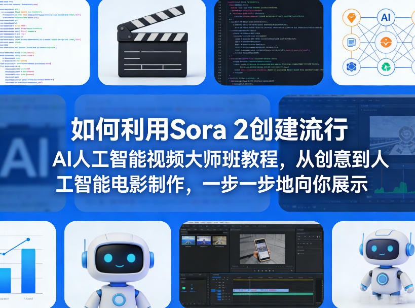 如何利用Sora 2创建流行AI人工智能视频大师班教程，从创意到人工智能电影制作，一步一步地向你展示-小白项目网