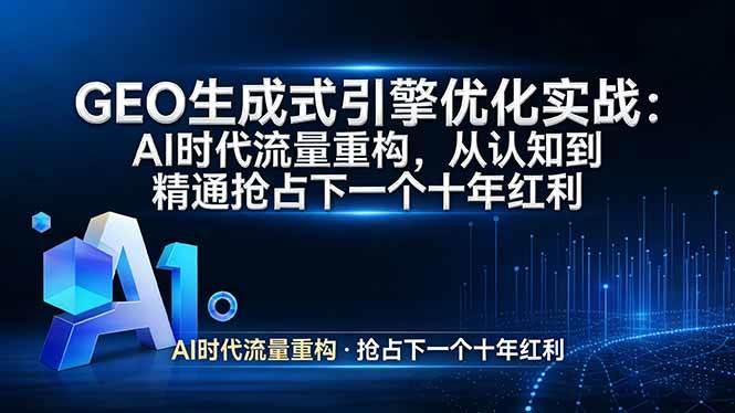 （17708期）GEO 生成式引擎优化实战：AI时代流量重构，从认知到精通抢占下一个十年红利-皓哥创业笔记