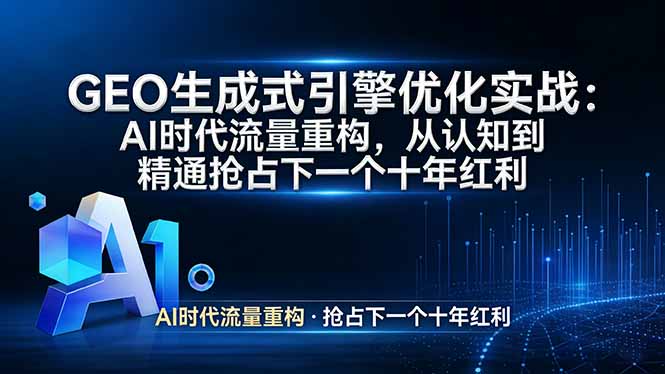 GEO 生成式引擎优化实战：AI时代流量重构，从认知到精通抢占下一个十年红利-怪兽网创俱乐部