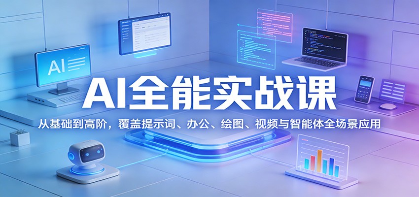 AI全能实战课:从基础到高阶,覆盖提示词、办公、绘图、视频与智能体全场景应用 AI全能实战课:从基础到高阶,覆盖提示词、办公、绘图、视频与智能体全场景应用