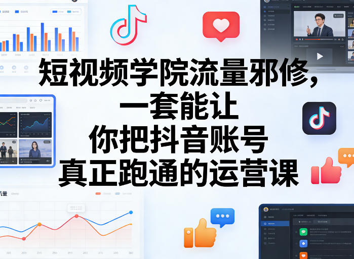 短视频学院流量邪修，一套能让你把抖音账号真正跑通的运营课-怪兽网创俱乐部