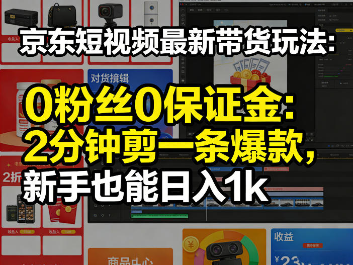 京东短视频最新带货玩法，0粉丝0保证金，2分钟剪一条爆款，新手也能日入1k+【揭秘】-皓哥创业笔记
