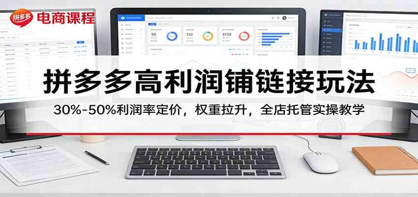 拼多多高利润铺链接玩法：30%–50%利润率定价，权重拉升，全店托管实操教学-皓哥创业笔记