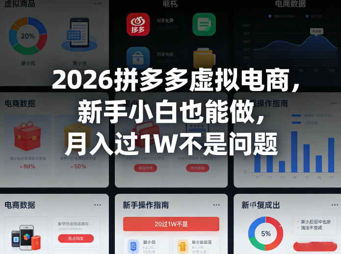 2026拼多多虚拟电商，新手小白也能做，月入过1W不是问题-皓哥创业笔记