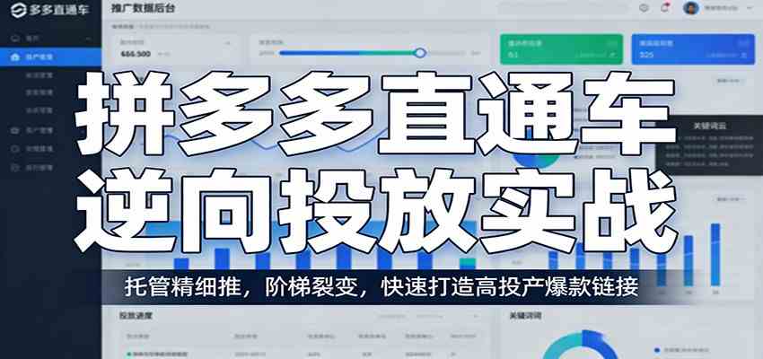 拼多多直通车逆向投放实战:托管精细推,阶梯裂变,快速打造高投产爆款链接-皓哥创业笔记
