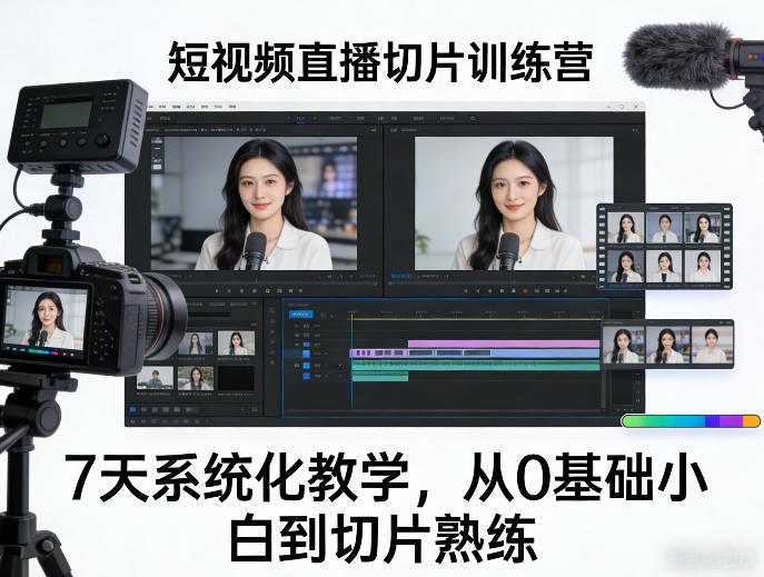 短视频直播切片训练营,7天系统化教学,从0基础小白到切片熟练-副业资源网