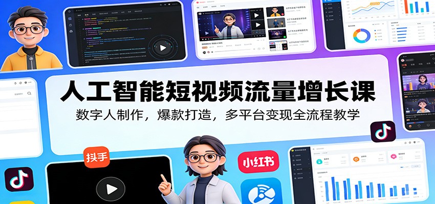 人工智能短视频流量增长课：数字人制作，爆款打造，多平台变现全流程教学-皓哥创业笔记