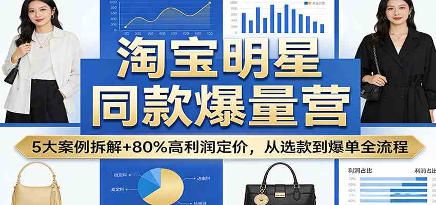 淘宝明星同款爆量营：5大案例拆解+80%高利润定价，从选款到爆单全流程-小白项目网
