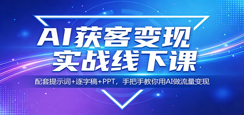 AI获客变现实战线下课：配套提示词+逐字稿+PPT，手把手教你用AI做流量变现-小白项目网