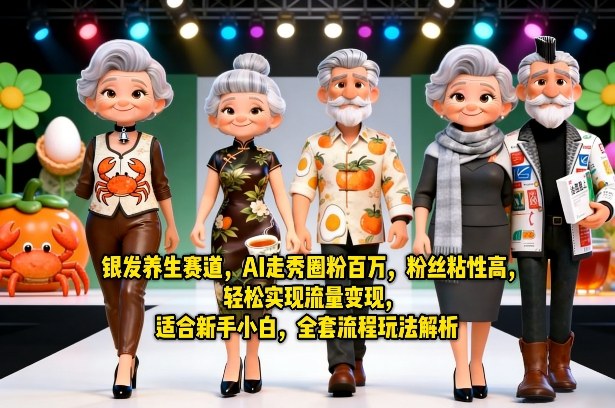 银发养生赛道，AI走秀圈粉百万，粉丝粘性高，轻松实现流量变现，适合新手小白，全套流程玩法解析-皓哥创业笔记